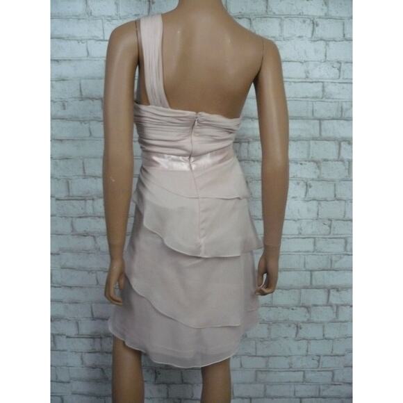 $149 Adrianna Papell Blush Pink Chiffon Tiered Flutter Sheath Dress 14 NWT A218 - Picture 11 of 12